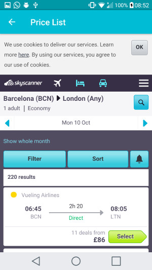 Skyscanner Roundtrip Results