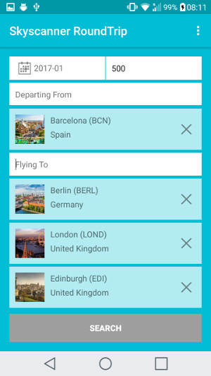 Skyscanner Roundtrip Search